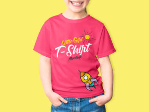 Cute Little girl wearing red t-shirt