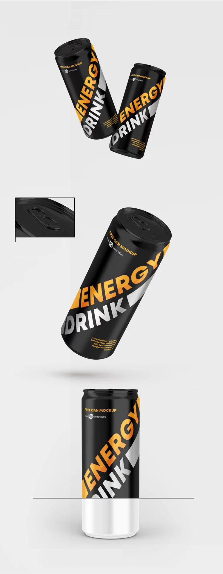 Energy Drink Cans Mockup