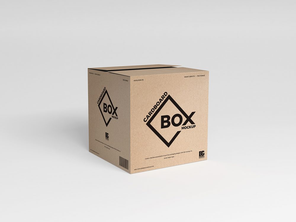 Square Cardboard Box Mockup
