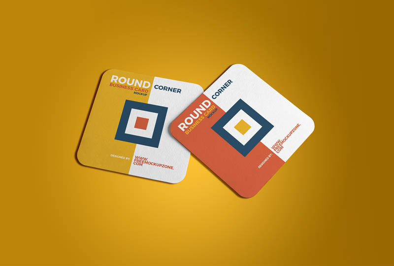 Square Round Corner Business Cards Mockup 01