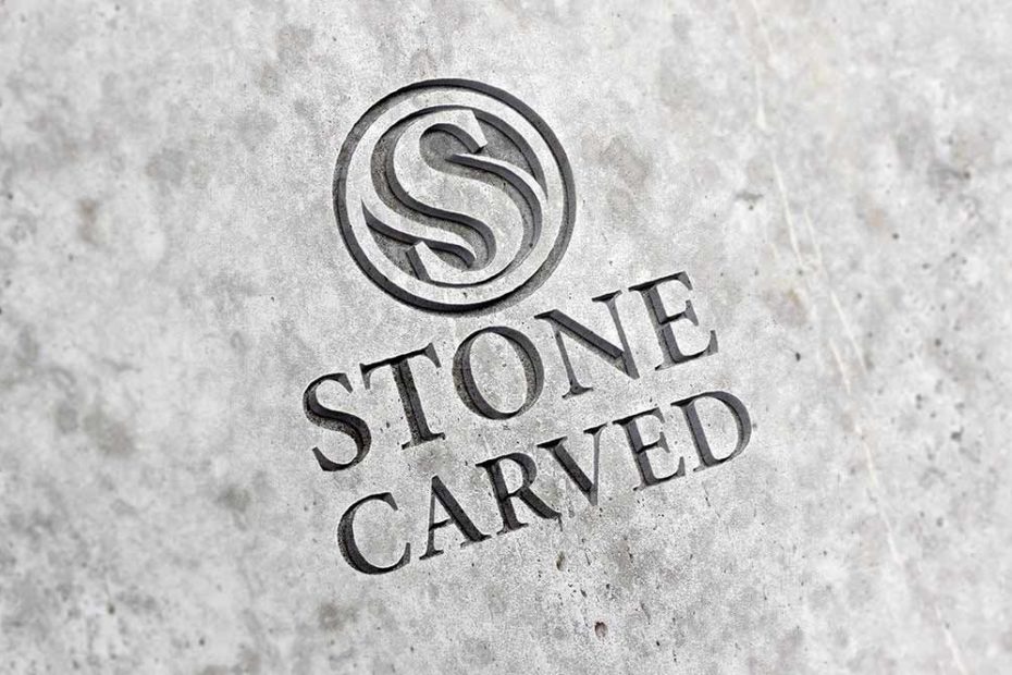 Carved Stone Logo PSD Mockup