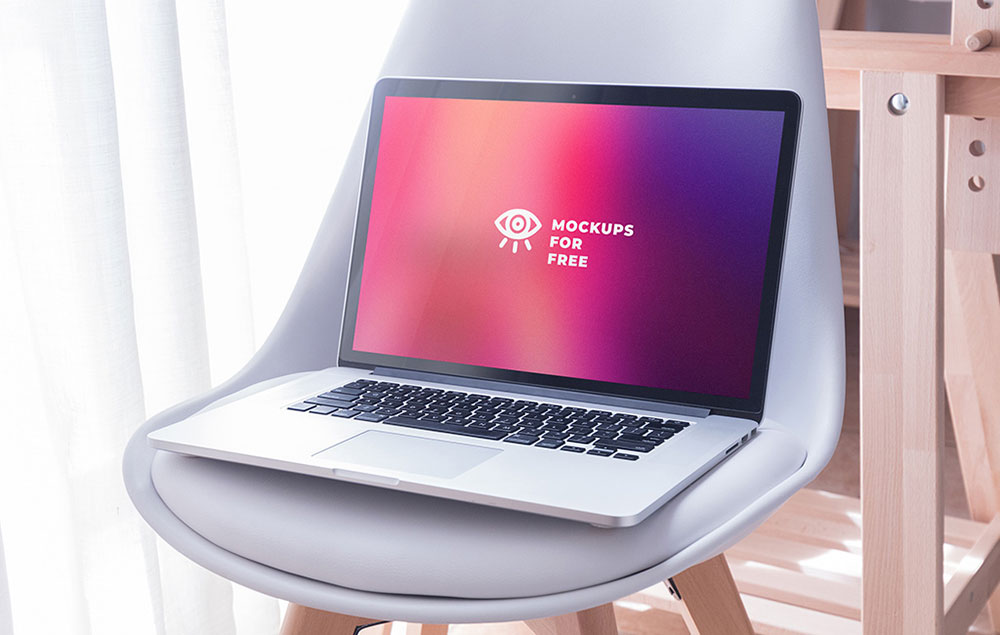 A Laptop on Chair Mockup