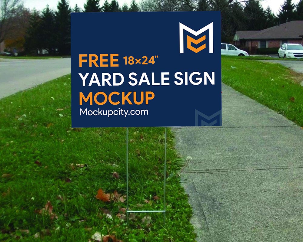 Yard Sale Sign Mockup