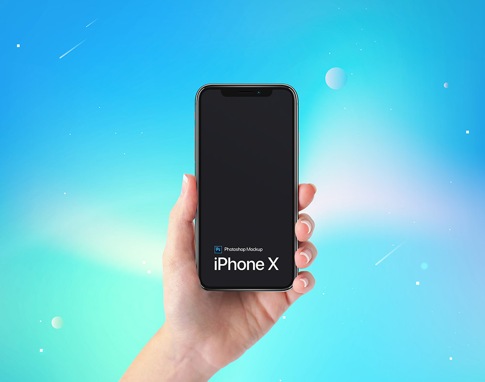 iPhone X on Hand Mockup