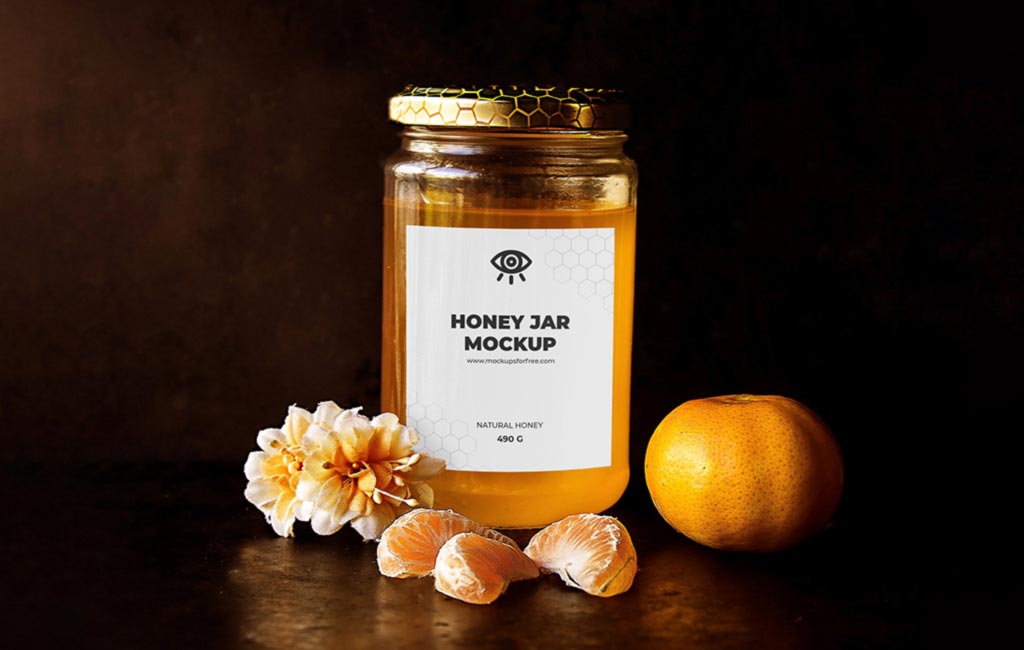 labeled honey jar bottle