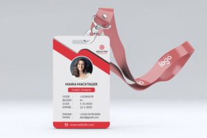 Red ID Card with Ribbon
