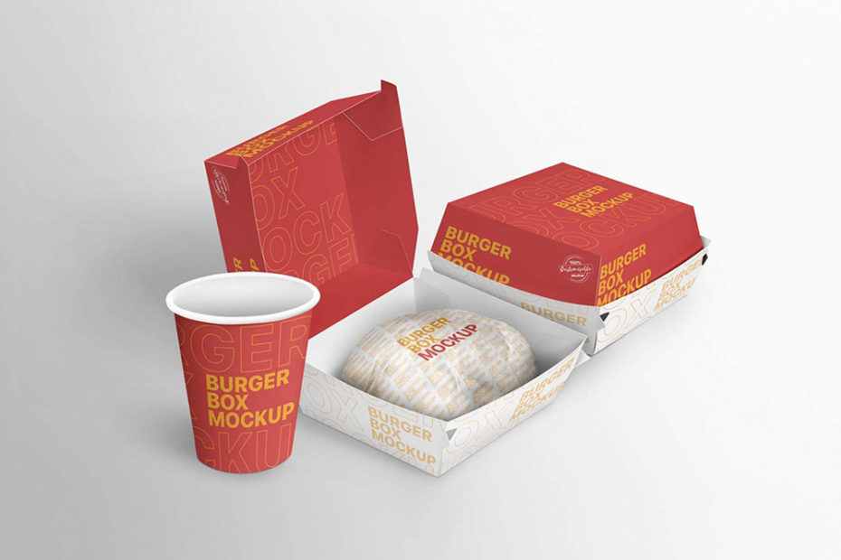 Free Burger Boxes Mockup PSD