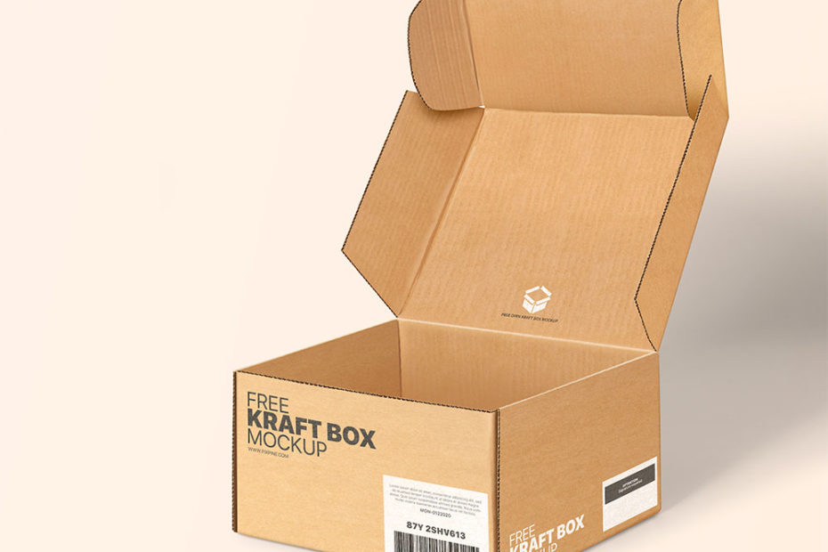 Free Kraft Box Mockup PSD
