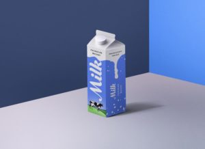 Free Milk Box Mockup PSD
