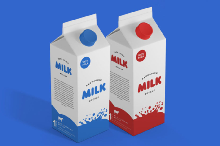 Free Milk Packaging Mockup PSD