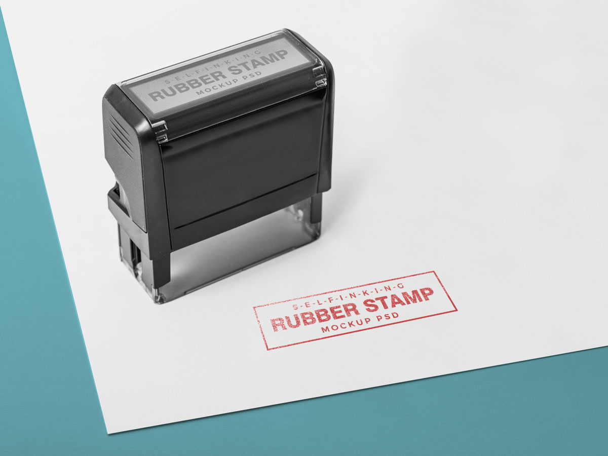 Free Rectangular Rubber Stamp Mockup