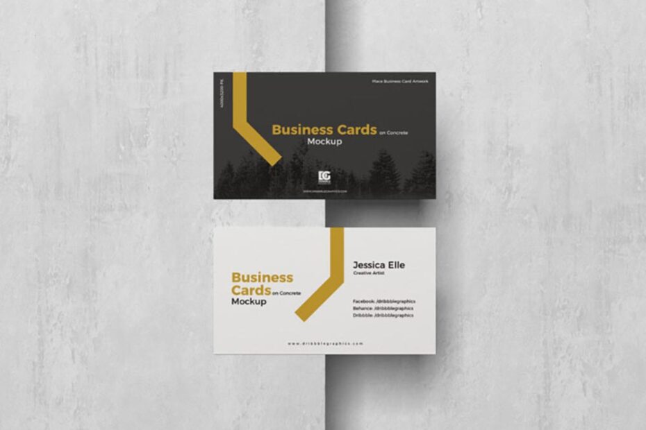 Free Business Cards on Concrete Mockup PSD