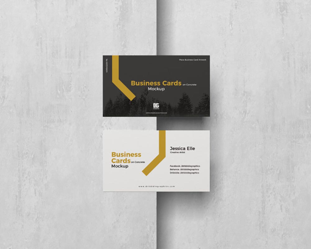 Business Cards on Concrete Mockup