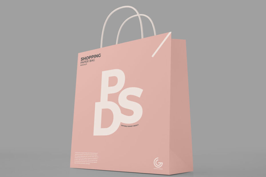 Free Modern Shopping Paper Bag Mockup