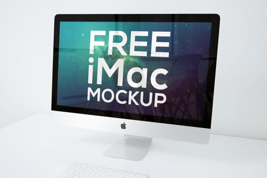 Free iMac on Desk Mockup