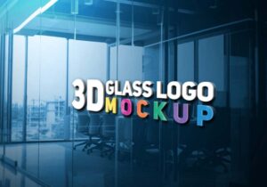 3D Glass Logo Mockup PSD