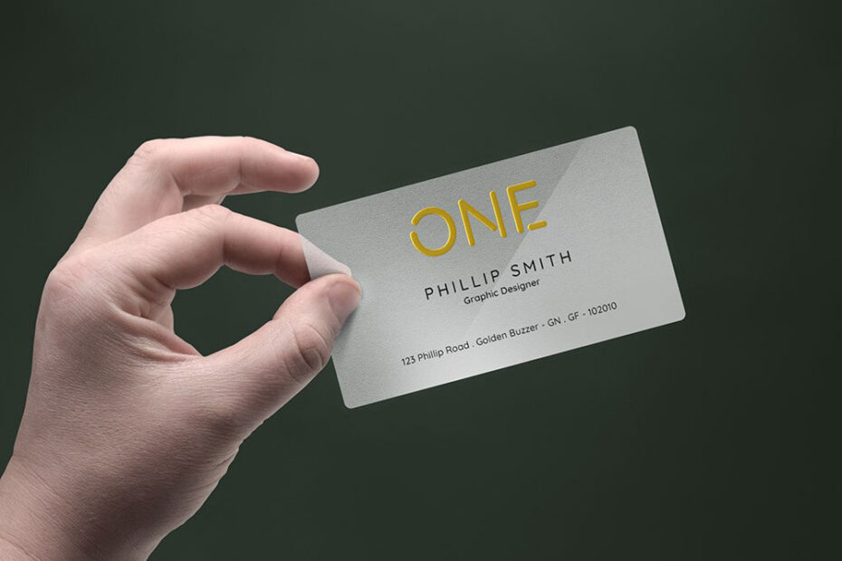 Free Business Card in Hand Mockup