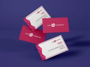 Free Flying Business Cards Mockup