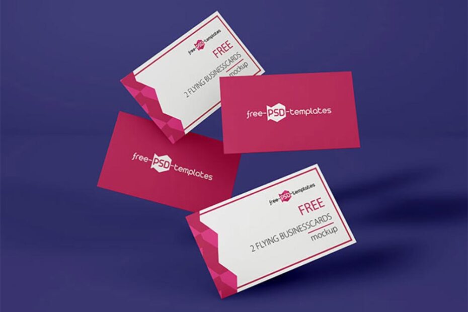 Free Flying Business Cards Mockup