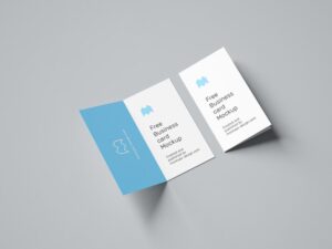 Free Folded Business Card PSD Mockup