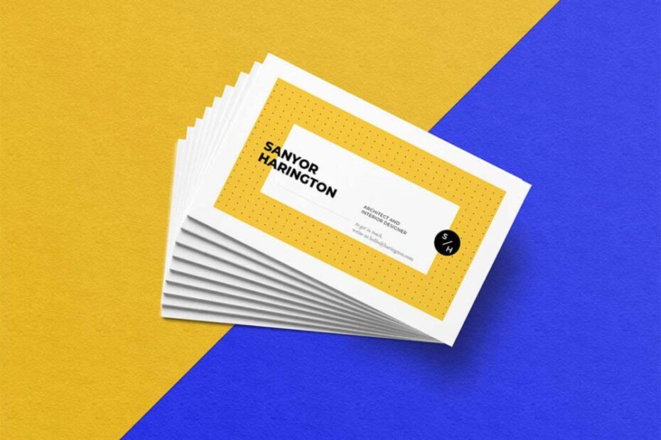 Free Realistic Stacked Business Card Mockup