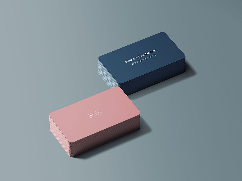 Free Rounded Corners Business Card Mockup