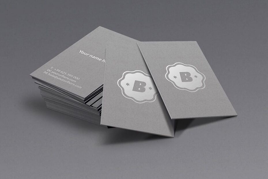 Free Silver Business Card Mockup