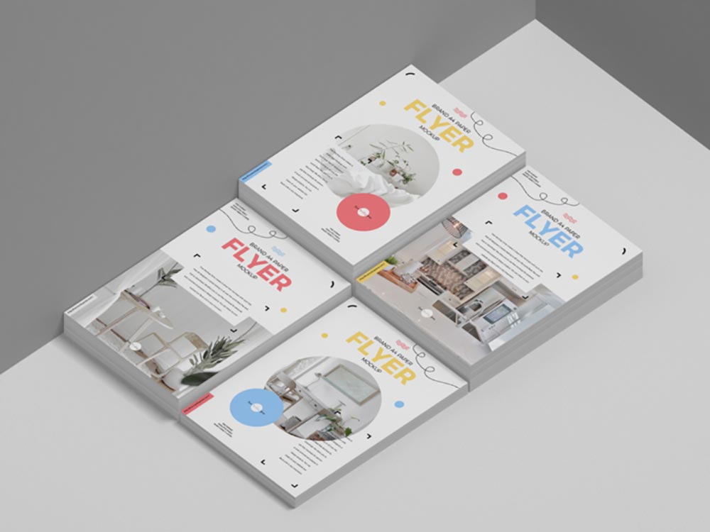 Free Stacked A4 Flyer Mockup PSD
