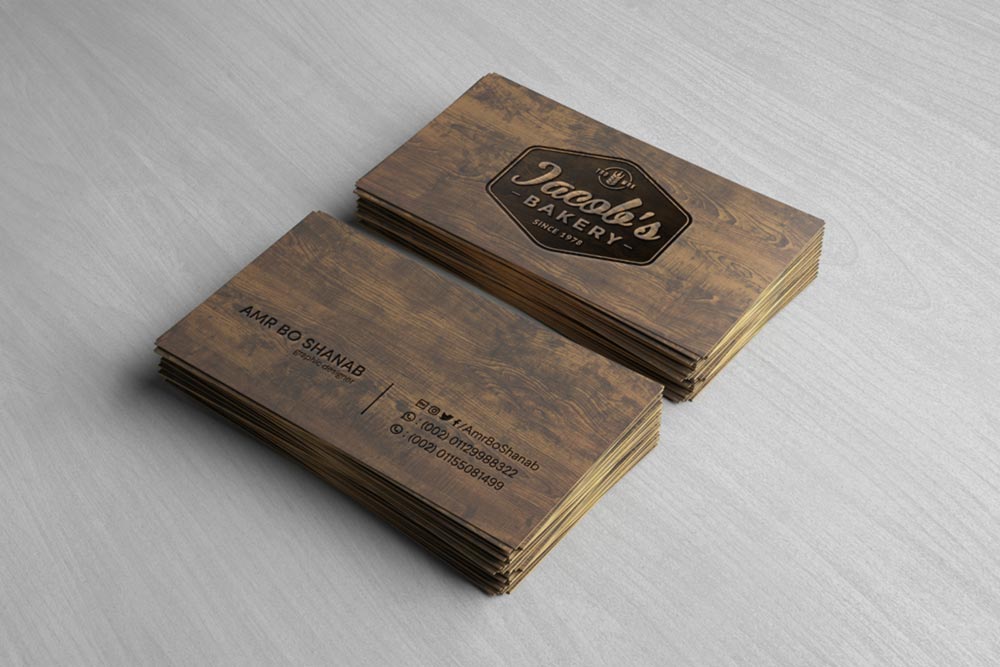 Free Wooden Business Card Mockup