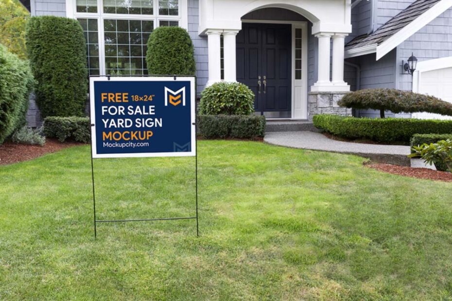 Free For Sale Yard Sign Mockup PSD