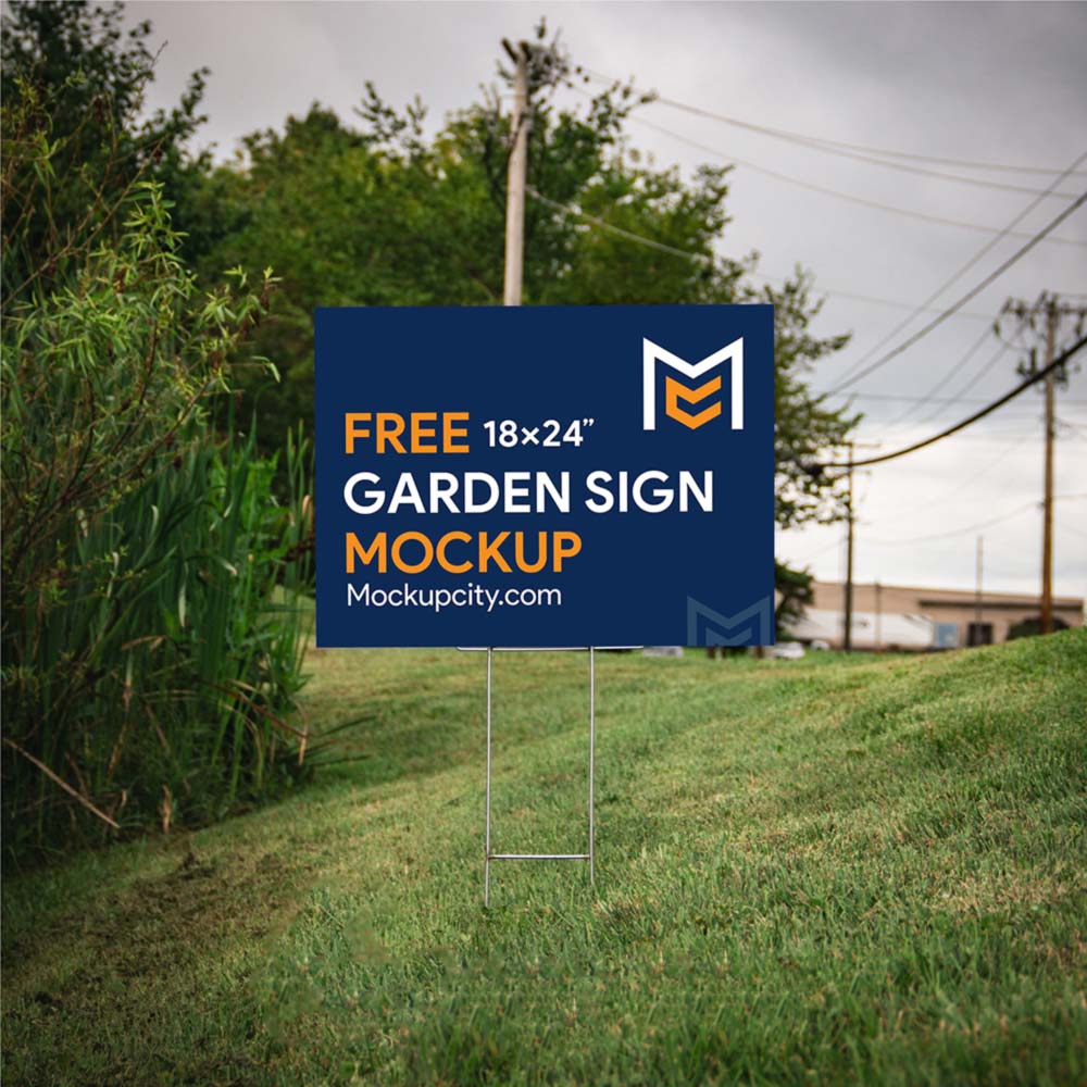 Free Garden Sign Mockup PSD