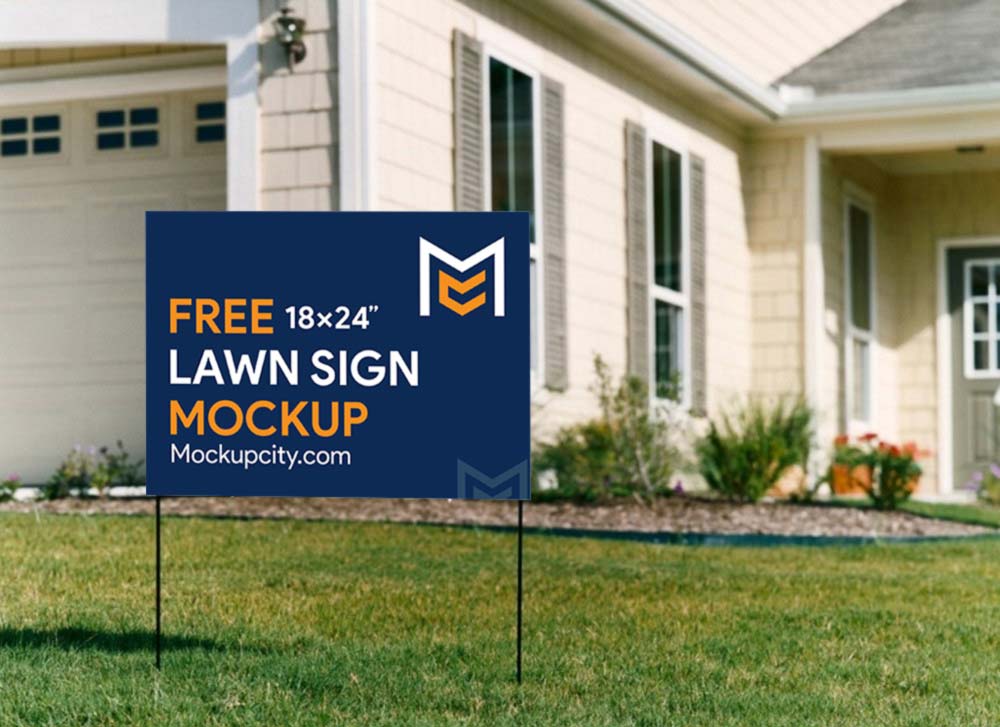 Free Lawn Sign PSD Mockup