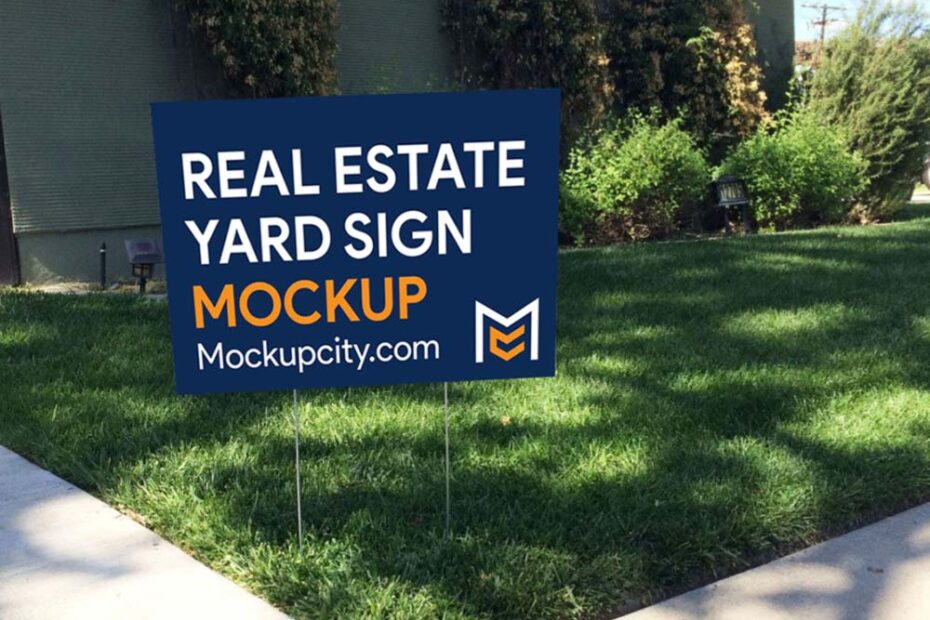 Free Real Estate Yard Sign Mockup PSD