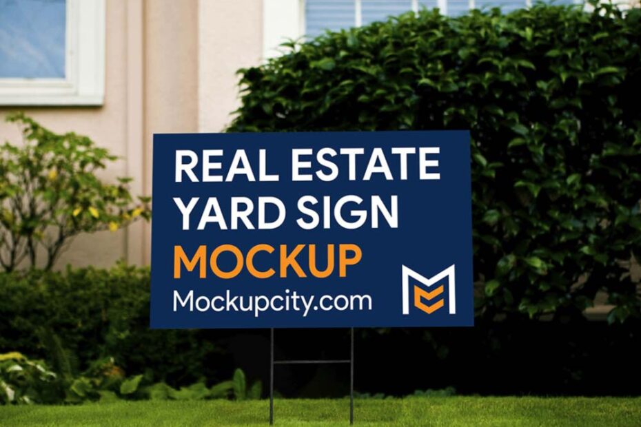 Free Real Estate Yard Sign PSD Mockup