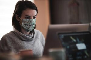Free Working in Face Mask Mockup