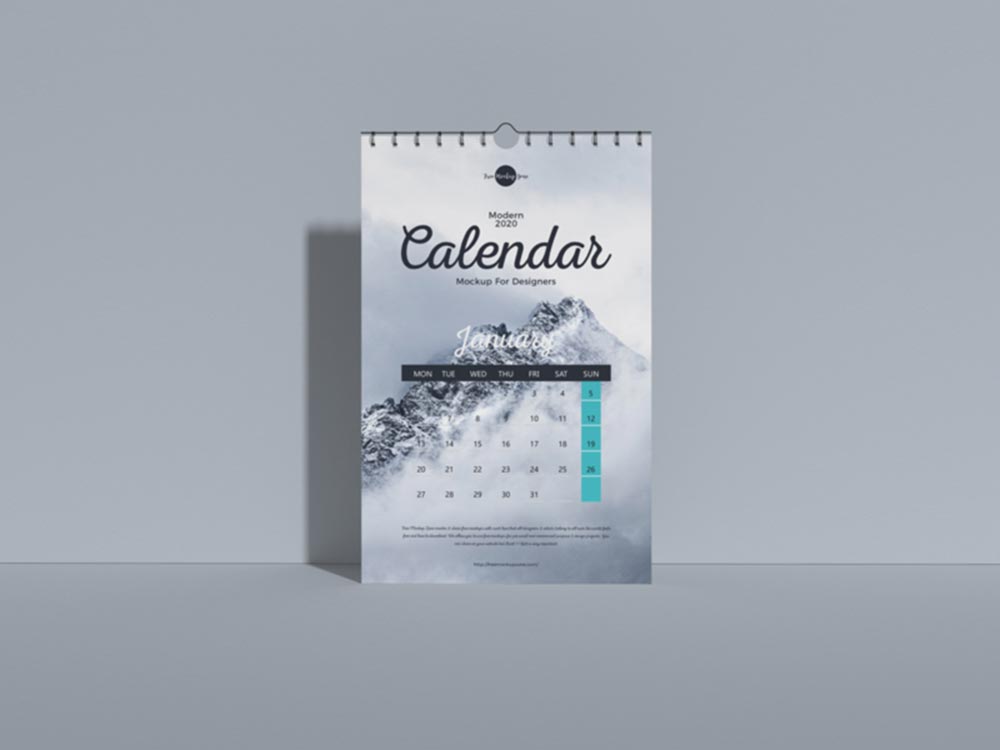 Free 2020 Wall Calendar Mockup