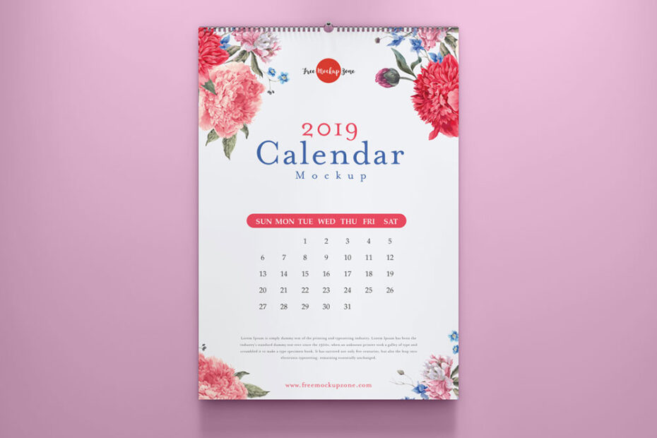 Free Simple Wall Calendar Mockup