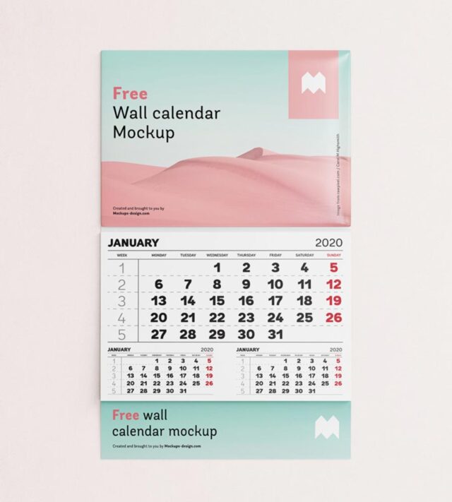 Free Single Panel Wall Calendar Mockup - Mockup City