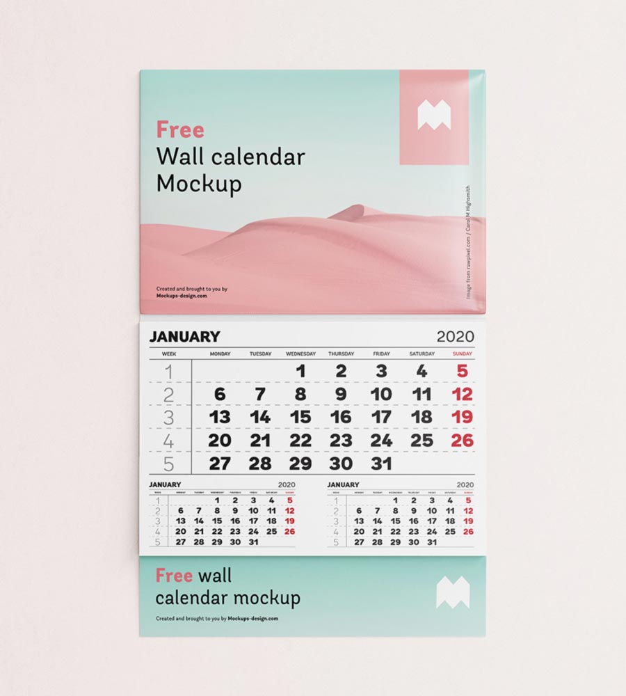 Single Panel Wall Calendar Mockup