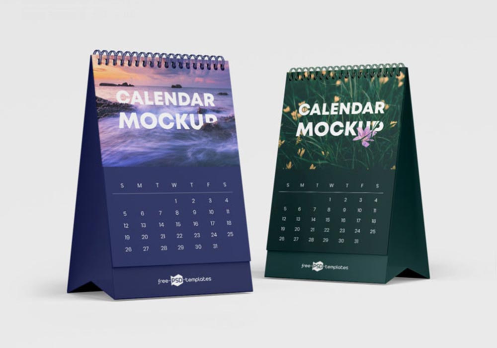 Free Vertical Desk Calendar Mockup