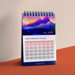 Free Vertical Table Calendar Mockup