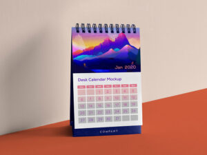 Free Vertical Table Calendar Mockup