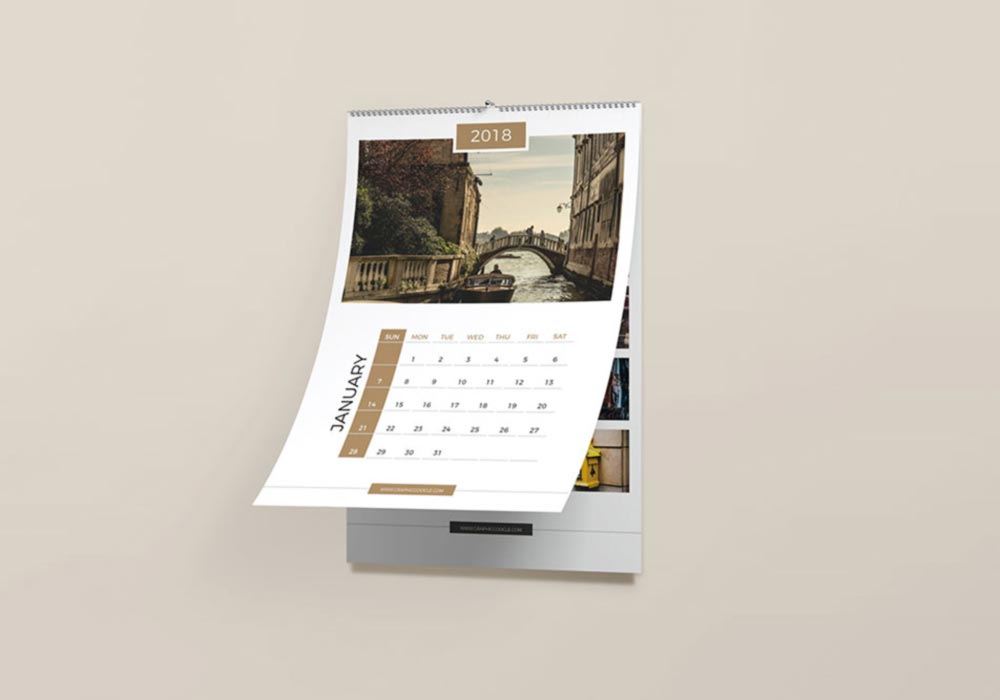 Free Vertical Wall Calendar Mockup