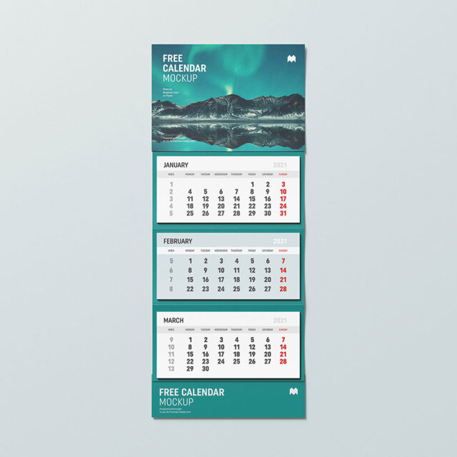 Free 2021 Wall Calendar Mockup - Mockup City