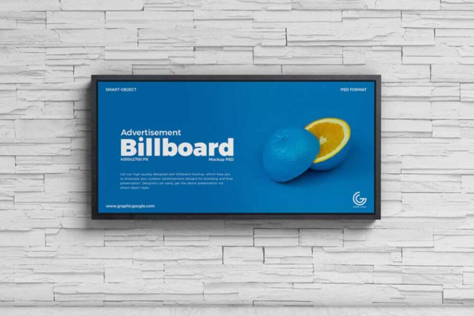 Free Advertisement Wall Billboard Mockup