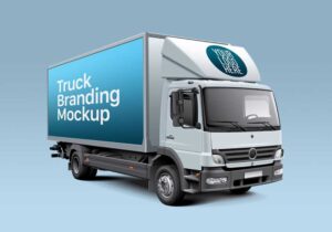 Free Box Truck PSD Mockup