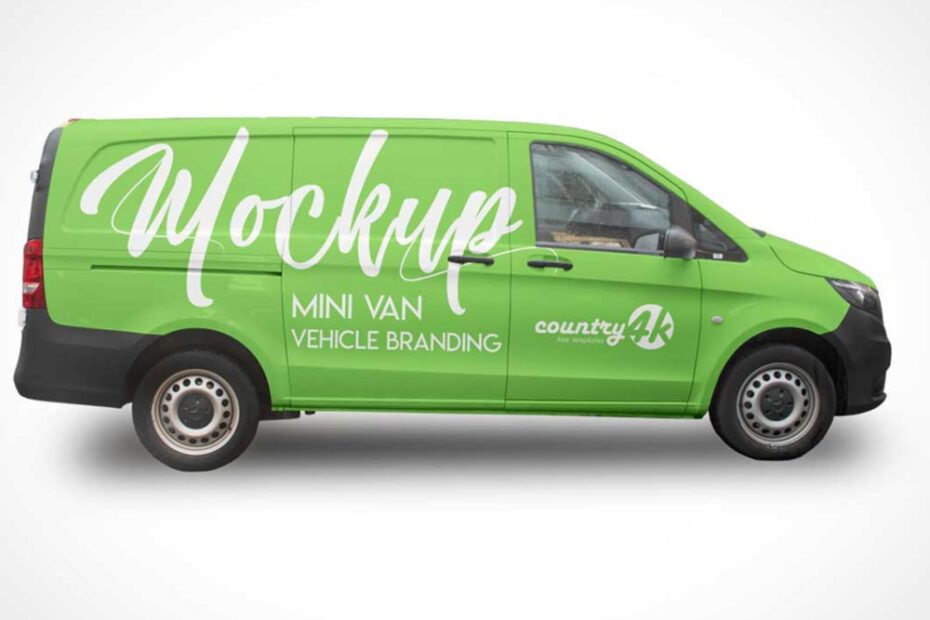 Free Delivery Van Mockup