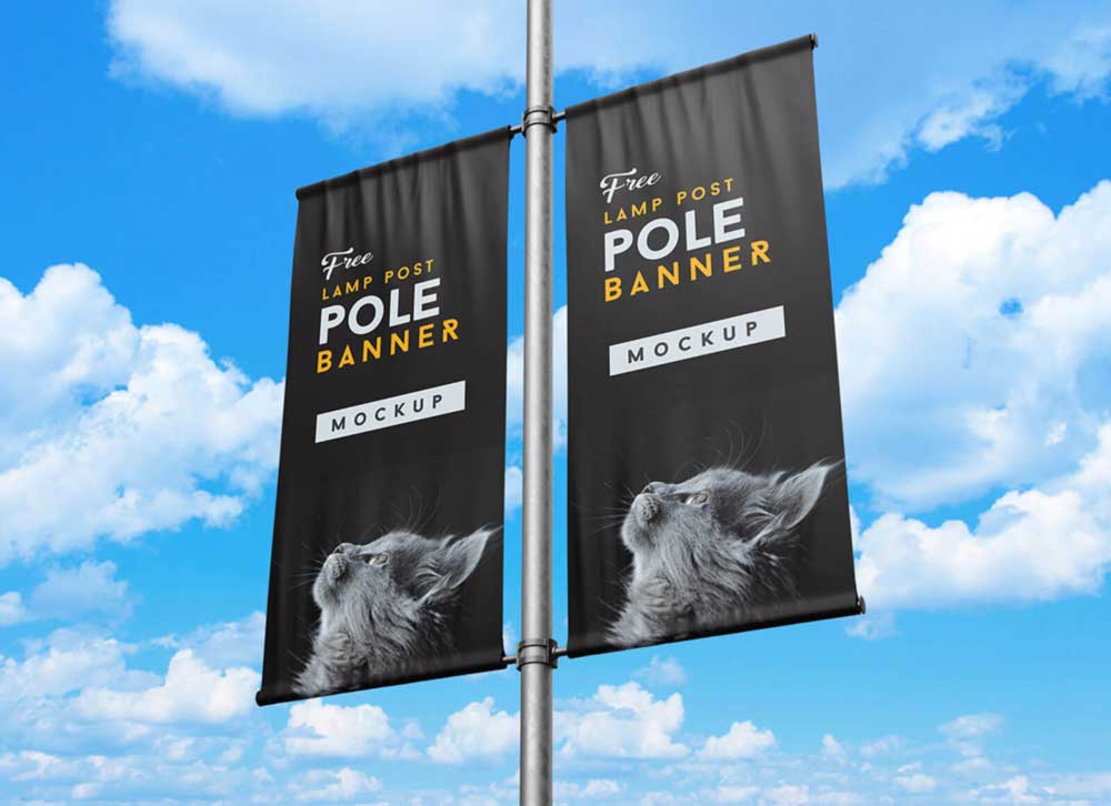Lamp Post Pole Banner Mockup