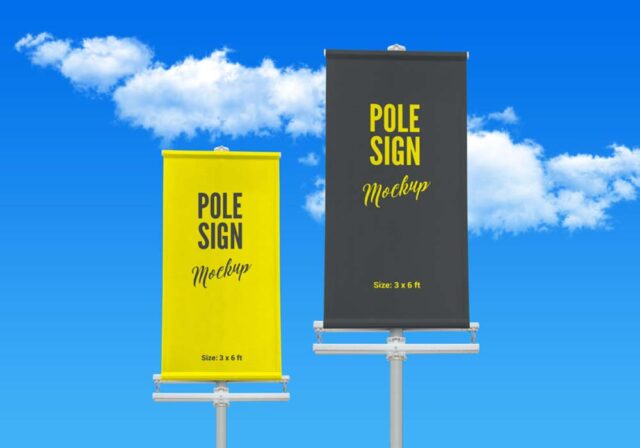 Free Street Pole Banner Mockup - Mockup City