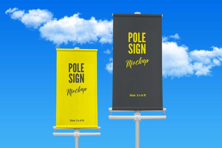 Free Street Pole Banner Mockup